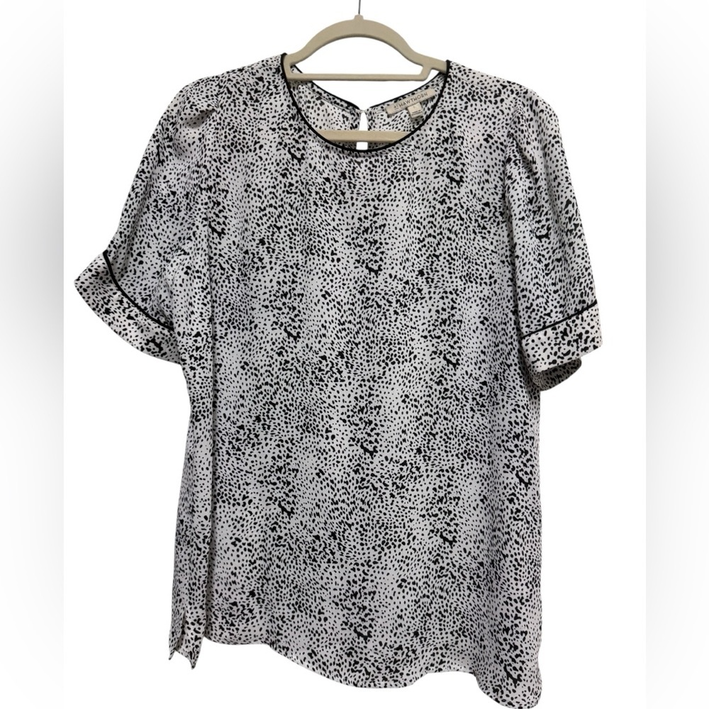 41 Hawthorn Black & White Speckled Short Sleeve Blouse Size L - Picture 2 of 8
